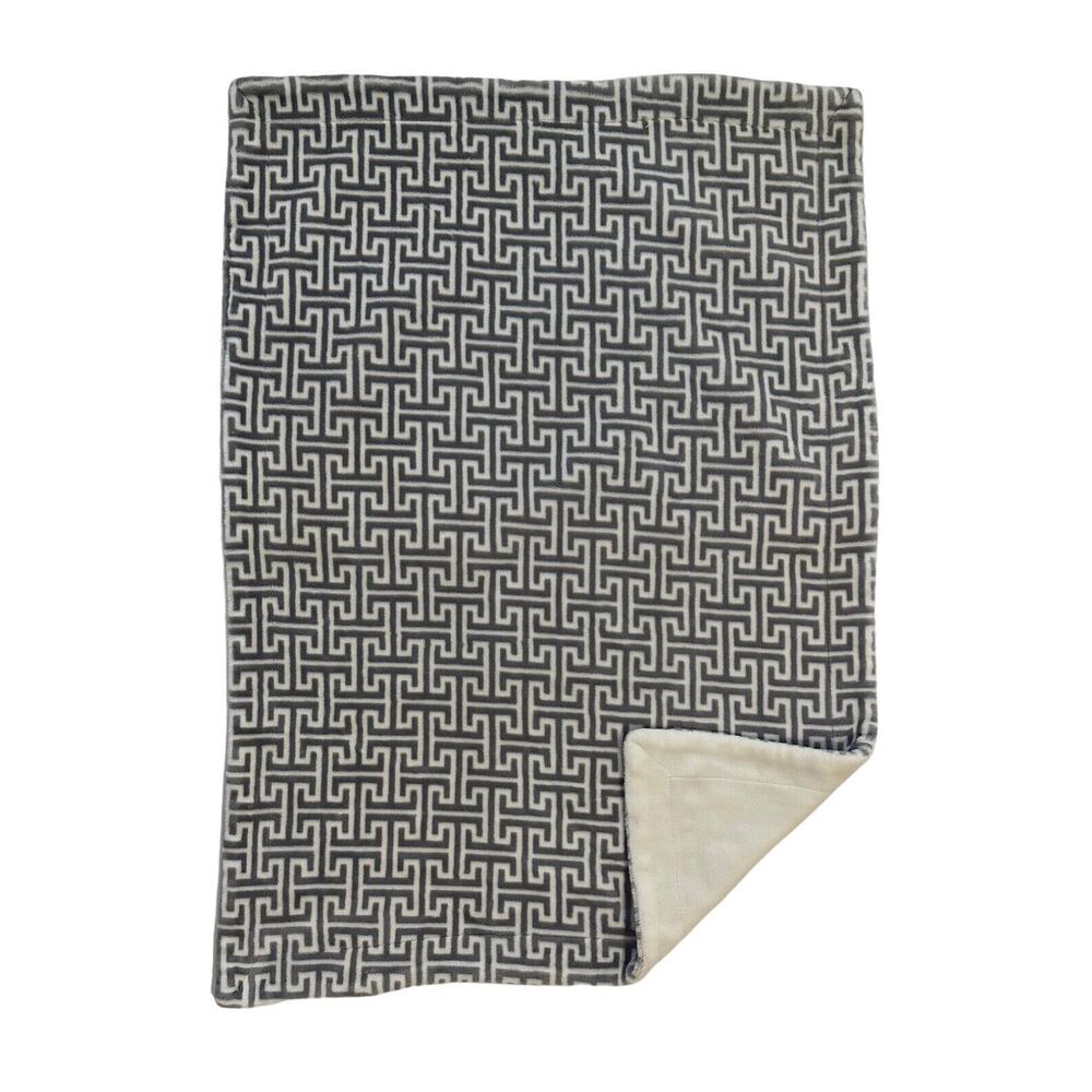 SL Home Fashions Greek Key Gray Cream Pattern Soft Baby Kids Lovey Blanket